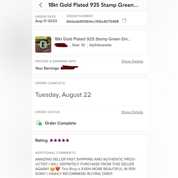 18kt Gold Plated Green Emerald CZ Ring - Picture 10 of 10